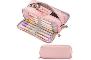 Afufu piórnik dla dziewcząt / nastolatków, etui na artykuły pa, duża pojemność, organizer na biurko, sakiewka na kosmetyki do makijażu, piórnik z przegródkami na zamek błyskawiczny, odpowiedni prezent dla uczniów gimnazjum i szkoły wyższej