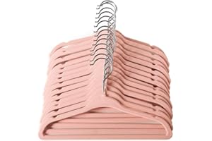 ‎MANGOTREE ManGotree Baby Samt Kleiderbügel für Säuglinge und Kleinkinder, 28cm Kinder Größe, 360 Grad Drehbar, Ultradünnes und Rutschfestes Design, 15 Stück (Hellrosa)