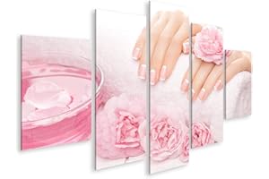 islandburner, Tableau Tableaux sur Toile manucure française aux Fleurs de Rose. Spa Impression Image Motif Moderne Décoration Affiche Photo PAF-MFP-N