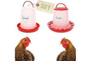 GarPet Futterautomat Hühner + Hühnertränke im Set Futterspender Futtertrog Küken Hühner Zubehör Kükentränke Geflügeltränke Wassertränke Wasserspender Gr. 2