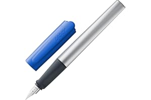 LAMY nexx blue – Fountain Pen with slip-proof grip & polished steel nib in size M - triangular aluminum body - including LAMY T 10 blue cartridge - Right-Handed