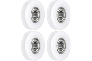 QUARKZMAN 4 Pcs 6x 27x 7mm Rodamiento de Bolas de Ranura en U, Pom Polea del Cojinete de la Guía de la Rueda en U (Gcr15) Rodamientos de Acero Cromado, Blanco
