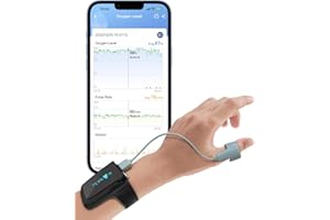 WELLUE Pulsioximetro,72 horas de Duración de la Batería Oxímetro de Pulso Medidor de Saturación de Oxígeno Bluetooth Dedo Muñeca Monitor de Sueño Portátil con Aplicación Gratuita
