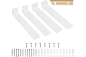 SIGULIKEJI 4 Pièces Equerre Etagere Murale Blanc, 250 mm Equerre Charge Lourde, Équerre Étagère de Fixation Etagere Murale Invisible, Supports d'Étagère Murale Metal Industrielle pour Meuble