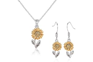 LSYYSL 1 Pair of Sunflower Earrings and 1 Sunflower Necklace, Creative Jewelry, Fashionable Simple Jewelry, Women's Jewelry