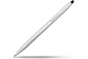 Cross Klasyczny metalowy długopis do wielokrotnego napełniania, średni długopis, w zestawie pudełko prezentowe premium i czarny wkład, 1 opakowanie, błyszczący chrom