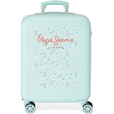 Pepe Jeans Leslie Cabin Suitcase Blue 38x55x20cm Hard ABS Side Combination Lock 34L 2.7kg 4 Double Wheels Hand Luggage