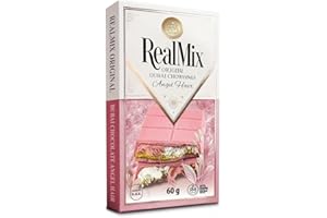REALMIX Chocolate con Leche Dubái directamente desde Dubái EAU | Auténtico chocolate con leche Dubái con pistachos y relleno de Kunafa | Fabricado en Dubái E.A.U. | (60 gramme, Rosa)