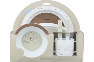 Sterntaler Geschirrset Bauernhof - Baby und Kinder Geschirr mit rutschfestem Sockel an Teller, Tasse und Becher - robustes Baby und Kindergeschirr aus lebensmittelechten Material, beige