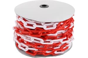 DAJAVE Absperrkette 25M, Kunststoffkette Absperrung 8 mm Absperrkette Warnkette Plastikkette Zweifarbig, Kunststoff aus Plastikkette Kette zum Absperren von Flächen, Parkplatzsperre Kette