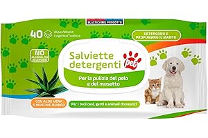 BERICAH Dr Protec, chusteczki do czyszczenia psów, kotów i zwierząt domowych, 40 sztuk jednorazowego użytku, aloes prawdziwy i piżmo