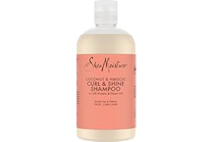 Shea Moisture Szampon Kokosowy i Hibiskusowy Curl & Shine do Grubych, Kręconych Włosów, Bez Silikonów i Siarczanów, 384 ml
