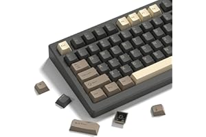 LQXQ Keycaps 138 Double Shot, Cherry PBT Capuchons de touches de sublimation Colorant ANSI US 60 65 75 100 % pour 61/64/68/84/87/100/104/108 Clavier mécanique de jeu rétro, marron/gris