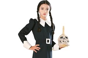 RUBIE'S Peluca Wednesday Mercoledì Addams - Parrucca con trecce e frangetta, ufficiale Wednesdayper Halloween, Carnevale, Cosplay