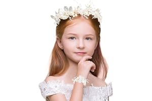 KIKVTER Accessorio per capelli da sposa, per comunione e ragazza, accessorio per capelli per comunione con bracciale, corona di fiori, corona, perline