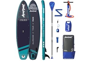 AQUAPLANET Inflatable Stand Up Paddle Board Kit - Pace, Teal & Midnight | 10.6 Foot | Ideal for SUP Beginners & Experts | Includes Fin, Paddle, Pump, Repair Kit, Backpack, Leash, Dry Bag, Carry Strap