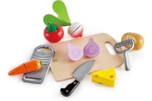 Hape E3154 Cooking Essentials Toy, Play Cutting Vegetables Set for Kids, Wooden Food Kitchen Accessories
