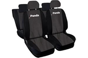 Auto Accessori Lupex - Coprisedili Auto Compatibili per Panda Seconda 169 e Terza 319 serie, Jeans Nero, Made In Italy, fodere protezione sedili anteriori e posteriori, 50 e 50, poliestere