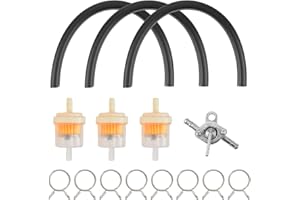 RtottiM Kraftstofffilter Kit 3 Stück Benzinfilter + 3 Stück Kraftstoffleitung Benzinschlauch Kit + 8 Stück Schlauchschellen für Auto Motorrad Roller für Gas Generator Motor Ersatz Teil