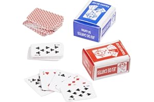MIAMIXA Miniaturen für Puppenhäuser und Wichtelstuben oder Geschenkgutscheine · DIY Miniwelt · Spielkarten 1,8 x 1,4 x 1 cm, rot u. blau, 2 Sets à 27 Karten