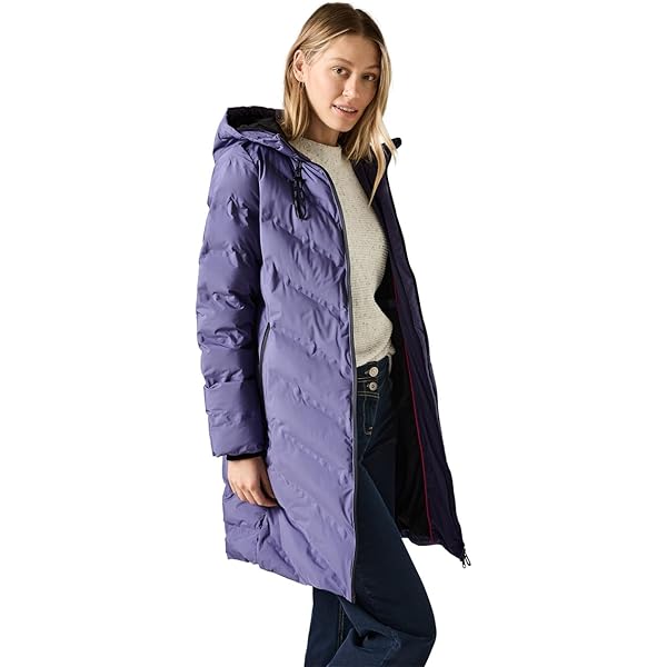 Lange gewatteerde jas voor dames in Beige