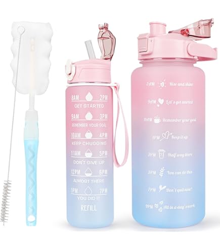 Paris Hilton Bouteille De Motivation De 1,8 L En Violet - Marquages Motivants, Anti-fuite, Idéale Pour Le Sport Et La Vie Quotidienne, En Plastique