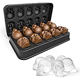 Molde de la Bandeja del Cubo de Hielo del cráneo con tapa, Spespo Skull Ice Cube Tray, Cubitera Hielo con Embudo para Whisky,