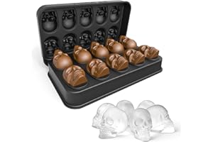Molde de la Bandeja del Cubo de Hielo del cráneo con tapa, Spespo Skull Ice Cube Tray, Cubitera Hielo con Embudo para Whisky, Cócteles, Licor y Otras Bebidas(10 calaveras vívidas)