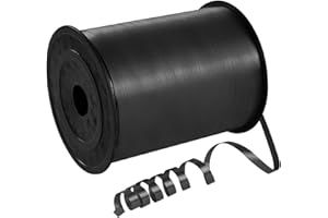 COSORO 457m Ruban Noir 5mm Largeur,Ruban Bouclé pour Ballon Anneau Bouquets Couture Nœuds Brillant,Emballage de Cadeaux,Accessoire Décoration Bricolage,pour Mariage Anniversaire Noël Fête Nouvel An