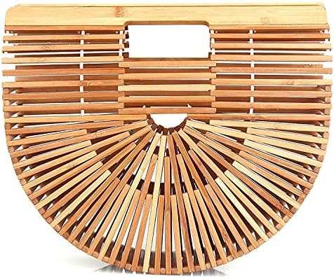 Pauline Women's Top Handle Bamboo Handbag Summer Beach Tote Bag Lady Bags