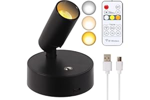 MIOBLUE Spot Lights Indoor with Remote Up Lights, Wireless Picture Light Battery Operated Spotlights with Timer Dimmable Accent Uplighting Indoor Stick on Wall Light for Artwork,Plant,Potrait,1 Pack