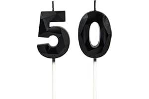 DTXLX Świece na 50. urodziny, czarna cyfra, 50 świec, ozdoby na tort, wesela, rocznice firmowe (czarne #50)