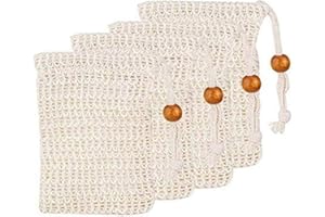 YIXUTAG Seifensäckchen,4pcs Seifenbeutel,Seifensack,Seifennetz,Naturfaser Seifentaschen Bio Seifentasche,Seifensäckchen Sisal Seifen Säckchen Natur Soap Bag Klein Seifennetz mit Kordelzug,Seifensäckchen Sisal