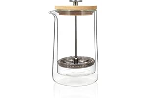 OGO LIVING - CAFETIÈRE À PISTON 500ML EN VERRE DOUBLE PAROI COUVERCLE BOIS - 7912151