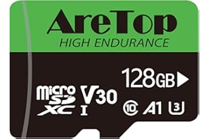 AreTop Carte Micro SD 128Go, Carte SD Lot de 1, SDXC, U3, V30, C10, UHS-I, Carte Mémoire avec Adaptateur pour Tablette/Drone/Dash Cam/Camera/Phone/Nintendo-Switch/PC，Lecture maximale 100 Mo/s