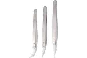 Gasea Pinzas de acero inoxidable, 3pcs Pinzas de Sujeción de Precisión Antimagnéticas y a Prueba de Ácido,Pinzas Resistentes al Herramientas de Mano,Pinzas para Electrónica Soldadura Herramientas