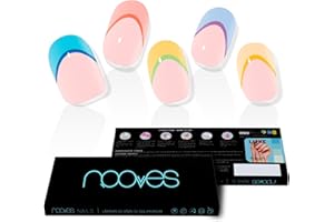NOOVES NAILS Láminas de Uñas de Gel Precurado Premium - Macaron - Francesa | Tiras De Uñas De Gel Semicurado| Pegatinas Uñas Semipermanente en Gel| Gel Nail stickers| Uñas de gel Pegatinas