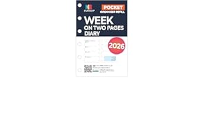 NBPLANNER 2026 Pocket size week on two pages diary refill insert | January 2026 – December 2026 | Compatible with Filofax pocket size organisers | 81 x 121mm | Monthly/Weekly