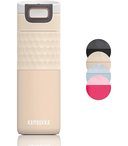 Kambukka Etna 2 Pack Koffie- en theemokken | 500ml / 17oz | 3-in-1 deksel met Snapclean-technologie (zilver en zwart
