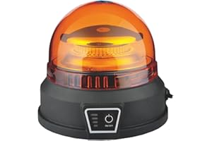 D-TECH LED Rechargeable Rotating Beacon Battery Magnetic Wireless Beacon Yellow for Car Agriculture Construction LED Emergency Rotating Flashing Light Remote Control Warning Light ECE R65 R10