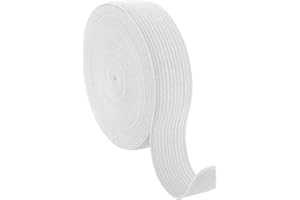 J-Kare Thick White Elastic Flat Bands for Sewing 40mm 5 Meters 1.5 inch Wide Roll of Elastic, DIY, Arts and Crafts, Waistband and Haberdashery (White 40mm 5m)