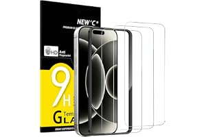 NEW'C Skärmskydd för iPhone 18 Pro, Härdat Glas | 3-pack, , Transparent, Monteringshjälp Ingår, Härdat Glas, 9H Hårdhe