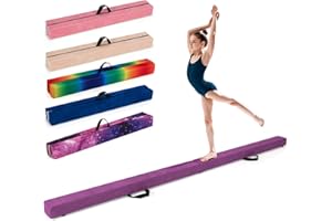 GYMAX Poutre Gymnastique Pliable 210/240/270 cm pour Enfants, Revêtement Antidérapant, Structure en Pin, Poignée de Transport, pour Entraînement à l'Équilibre