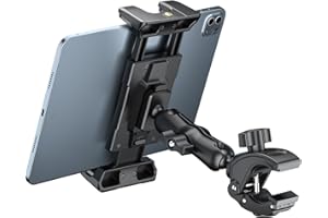 OHLPRO Tablet Mic Stand Holder for iPad Treadmill Handlebar Clamp, Mount for Spin Bike Microphone Peloton Stroller Bicycle, Fit 5-13” iPad Pro 12.9 Air Mini, Galaxy Tab, iPhone, Fire HD 10