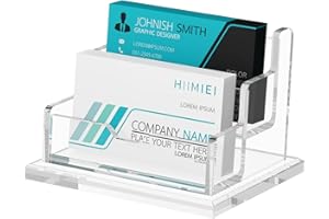 HIIMIEI Business Card Holder for Desk: Acrylic Business Card Holder Display - Multiple Business Card Stand for Office Exhibition Home Restaurant 2 Slot 2 Tier