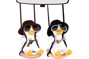 Vegena 2 Stück Auto Anhänger Rückspiegel - Schaukel Ente Auto Fliegende Ente Süße Schaukel-Ente Dekor Hängendes Ornament - Schwingende Ente Auto Innenrückspiegel Charms - Swinging Car Duck