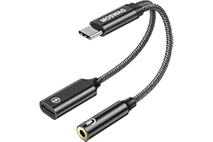 MOSWAG USB typu C na 3,5 mm adapter słuchawek i ładowarki, 2 w 1 USB C na Aux Audio Jack Hi-Res DAC i szybkie ładowanie Dongle kabel kompatybilny z Pixel 6 5, Galaxy S23 S22 S21 S20+Plus Note 20