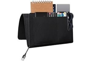 jiuzcare Bett Organizer Filz Betttasche Sofa Organizer mit 5 Taschen Organizer Fernbedienungshalter zum Einhänge Bettsofa Organizer Remote Control Caddy Hängeaufbewahrung Nachttisch, Schwarz
