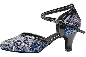AOQUNFS Zapatos de Baile de Salón Latino Mujer Satén Cerrados Brillantes Zapatos Baile para Salsa Bachata Tango, L157