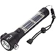 Swabs® Aluminium 7 Mode Rechargeable Solar LED Torch Flashlight, Power bank, Car Emergency Tool with Window Breaker, Magnet, Cutter, Compass for Travel, Camping Hiking security (Black)